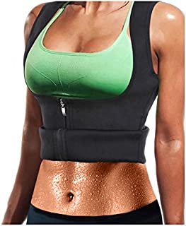 LODAY Women Neoprene Sauna Sweat Waist Trainer Vest with Zipper for Weight Loss Gym Workout Body Shaper Tank Top Shirt