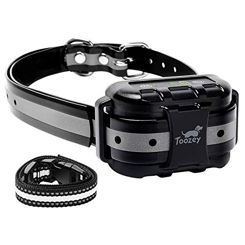 Toozey Bark Collar for Large Medium Small Dog - 2020 Upgraded Q9 Anti-False Dog Bark Collar Rechargeable Waterproof - 3 Modes: Beep/Vibration/No Harm Shock, Gray Strap