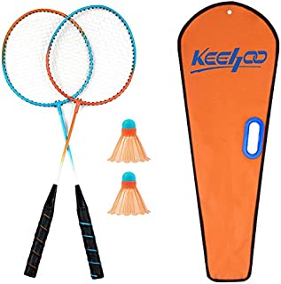 Keehoo 2 Player Badminton Rackets Set - Double Racquets, 2 Shuttlecocks and Carrying Bag Included