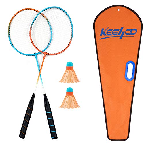 Keehoo 2 Player Badminton Rackets Set - Double Racquets, 2 Shuttlecocks and Carrying Bag Included