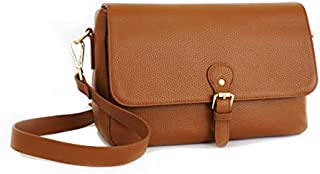 DSLR Camera Purse for Women, Stylish Genuine Leather Shoulder Camera Bag for Travel, Vintage Crossbody Messenger Case Fits Canon Nikon Sony Olympus Digital SLR and Mirrorless Camera by Meliae (Brown)