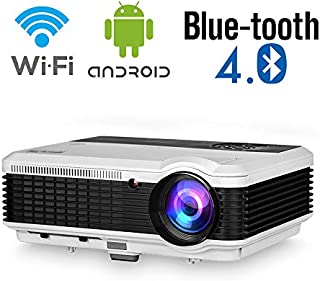 Wireless Bluetooth LED Video Projector 4800 lumens HD HDMI Airplay WiFi LCD Android Bluetooth Support 1080P Wxga HD Projector for Home Cinema Outdoor Movie Game TV Laptop PC Tablet Smartphone DVD