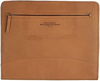 The Leather Warehouse Zippered Holder Padfolio / Portfolio Document Resume Ipad Busniess Card Tablet / Phone Holder - TAN