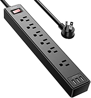 Power Strip with 6 Feet, Yintar Surge Protector with 6 AC Outlets and 3 USB Ports, 6 Ft Extension Cord for for Home, Office, Dorm Essentials, 2100 Joules, ETL Listed, (Black)