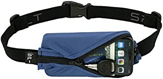 SPIbelt Running Belt Original Pocket, No-Bounce Waist Bag for Runners Athletes Men and Women fits iPhone and Android Phones (Blue with Black Zipper, One Size)