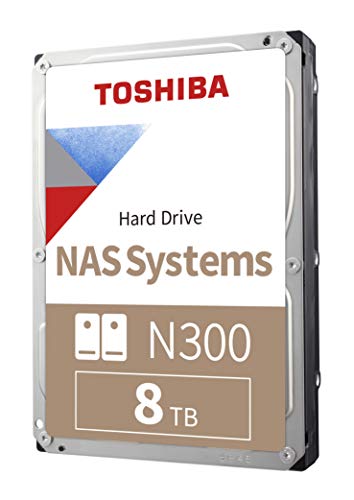 Toshiba N300 8TB NAS 3.5-Inch Internal Hard Drive - CMR SATA 6 GB/s 7200 RPM 256 MB Cache - HDWG180XZSTA