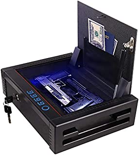 Biometric Gun Safe-for Handgun Pistols Quick Access Handgun Safe for Home Rugged Construction Auto Open Lid