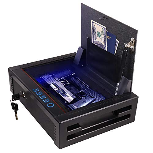 Biometric Gun Safe-for Handgun Pistols Quick Access Handgun Safe for Home Rugged Construction Auto Open Lid