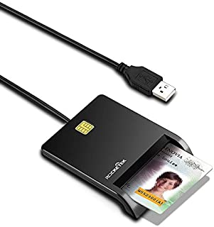 USB Smart Card Reader-Rocketek DOD Military USB Public Access CAC Card Reader Adapter/ID Card/SIM/IC Bank Chip Card (Electronic Tax) Compatible with Windows XP/Vista / 7/8/10, Mac OS (Black)