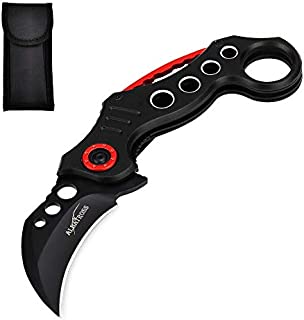 ALBATROSS Spring Assisted Opening Claw Knives,440 Stainless Steel Blade Karambit Knife Folding Pocket Knife for Men Women - Tactical Survival - Great for Camping Hiking(Stainless-Steel)