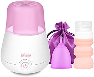 iNeibo Menstrual Cup Sterilizer & Small Size Menstrual Cup Set, Reusable Period Cup Set with Foldable Squirt Bottle - Easier to Clean Your Cup