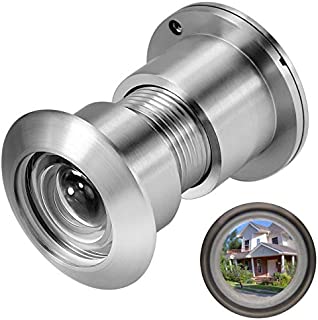 YINGJI Door Viewer Peephole, Solid Brass 220-degree Door Viewer with Heavy Duty Rotating Privacy Cover for 1-3/8