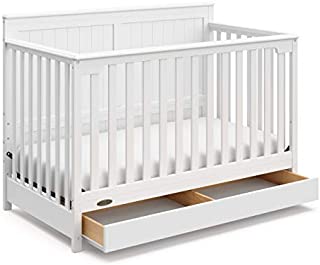 Storkcraft Graco Hadley 4-in-1 Convertible Crib with Drawer - Easily Converts to Toddler Bed, Day Bed or Full Bed - Three Position Adjustable Height Mattress (Mattress Not Included) - White