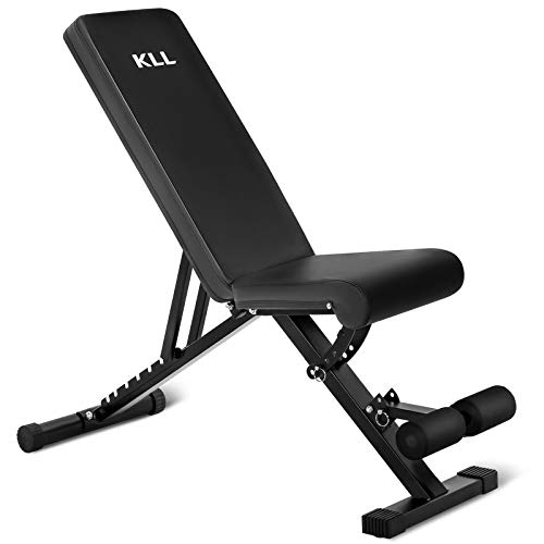 KLL Adjustable Weight Bench, Foldable Strength Training Bench for Full Body Workout, Multi-Purpose Fitness Bench Incline Decline Bench Press for Home Gym