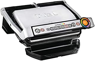 T-Fal GC7 Opti-Grill Indoor Electric Grill, 4-Servings, Automatic Sensor Cooking, Silver