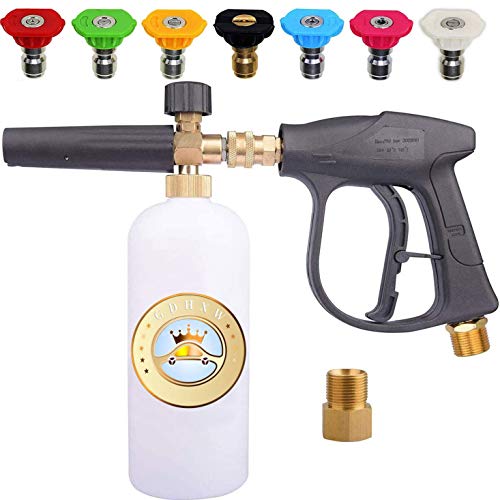 GDHXW X-887 High Pressure Washer Gun Snow Foam Lance Cannon Foam Blaster M22 Thread Conversion Adapter 7 Pressure Washer Nozzles for car Washing