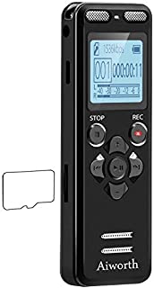 16GB Digital Voice Activated Recorder for Lectures - aiworth 1160 Hours Sound Audio Recorder Dictaphone Voice Activated Recorder Recording Device with Playback,MP3 Player,Password,Variable Speed