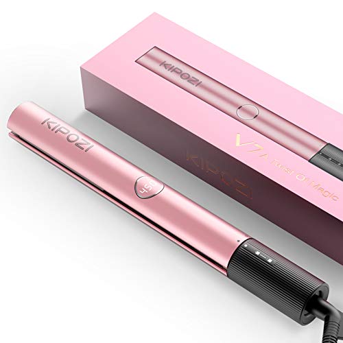 KIPOZI Hair Straightener, 2 in 1 Straightener and Curling Iron, Titanium Flat Iron for Hair with Salon High Heat 450, V7 in Rose Gold