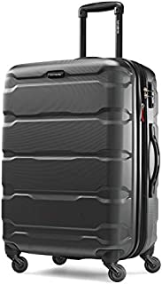 Samsonite Omni PC Hardside Expandable Luggage with Spinner Wheels, Black, Checked-Medium 24-Inch