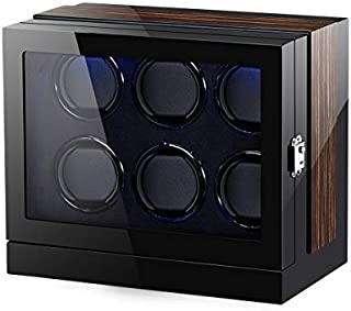 TEEMING Wooden Automatic Watch Winder Storage Box with LCD Touch Screen for 6 Watches