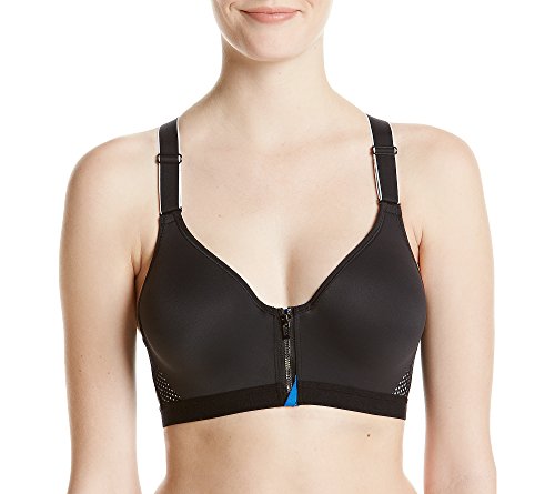 Maidenform Women's Maidenform Sport Secure Zip Front Underwire Racerback Bra, -black/Bozzetto Blue, 34C