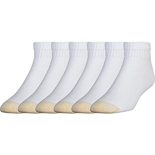 Gold Toe Men's 656P Cotton Quarter Athletic Socks MultiPairs, White (6 Pairs), Shoe Size: 12-16