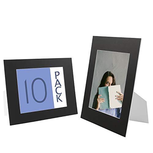 Golden State Art Cardboard Paper Picture Frame for 8x10 Photo, 3/16 Inches Thickness, Includes 10 Clear Bags (Black, 10 Pack)