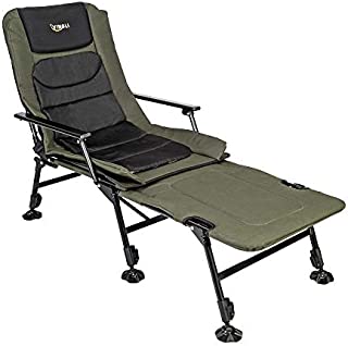 VINGLI Folding Fishing Chair Plus Foot Rest Attachment,Widen 48x22 inch XXL Size, 180° Adjustable Reclining Mesh Padded Back, Outdoor Hike/Beach Portable Stool, Support 350LBS, Xmax Gifts for Parent