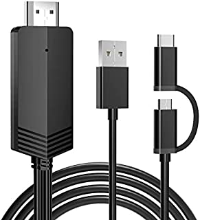 2-in-1 USB Type C/Micro USB to HDMI Cable, Weton MHL to HDMI Adapter 1080P HD HDTV Mirroring & Charging Cable, Digital AV Video Adapter for Android Smartphone to TV Projector Monitor 6.6ft