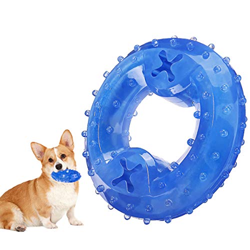 FOCUSPET Dog Chew Toys Cooling Freeze Puppy Teething Rings Arctic Durable Teething Toys for Dogs Tooth Cleaning Pet Toys Perfect Training Tool Chew Ring Toys