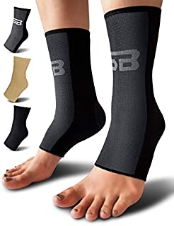 SB SOX Compression Ankle Brace (Pair)  Great Ankle Support That Stays in Place  For Sprained Ankle and Achilles Tendon Support  Perfect Ankle Sleeve for Sports, Any Use (Black/Gray, Large)