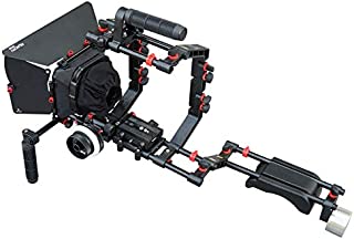 FILMCITY DSLR Camera Cage Shoulder Mount Rig Kit (FC-03) with Follow Focus & Matte Box | Shoulder Stabilizer Support for Video DV Camcorder HD DSLR | Best Affordable Kit