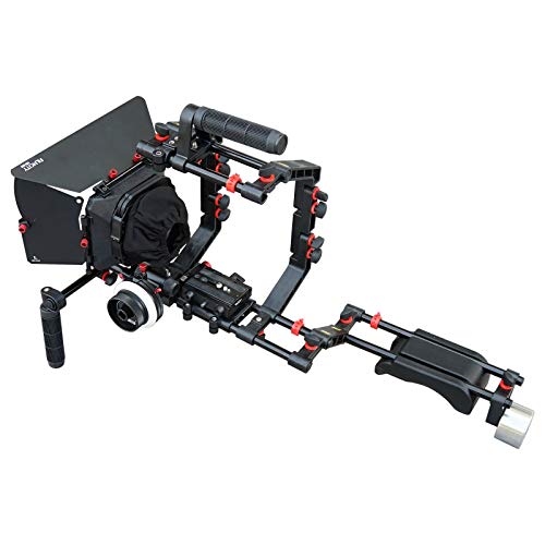 FILMCITY DSLR Camera Cage Shoulder Mount Rig Kit (FC-03) with Follow Focus & Matte Box | Shoulder Stabilizer Support for Video DV Camcorder HD DSLR | Best Affordable Kit