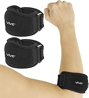 Vive Tennis Elbow Brace (Pair) - Rheumatoid Arthritis Strap For Bursitis, Golfers, Lateral & Medial Epicondylitis, Tendinitis - Padded Compression Arm Support Band - Adjustable Forearm Pain Relief