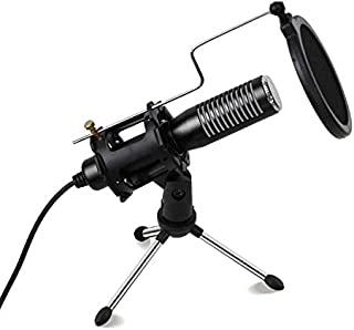 AMOYEE USB Microphone, Condenser Computer PC Mic with Tripod Stand, Pop Filter, Shock Mount for Gaming, Streaming, Podcasting, YouTube, Voice Over, Skype, Twitch, Compatible with Laptop Desktop