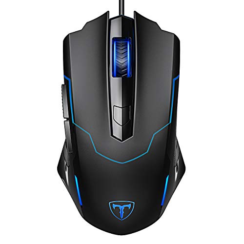 PICTEK Gaming Mouse, Affordable Entry-level Ergonomic Optical Computer Mouse for Gaming& Daily Use, 1000-3200 DPI Adjustable USB Mouse Auto Breathing Wired Gaming Mouse for PC, Black