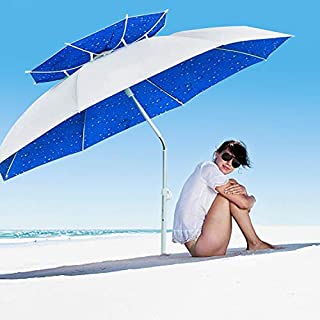 Hunter's Tail Multi-Functional Outdoor Sunshade Umbrella Suitable for Fishing, Beach, Pool, Terrace, Park, Blue Water Drop, 2.2m