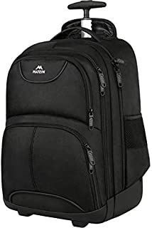 Rolling Backpack, Matein Waterproof College Wheeled Laptop Backpack for Travel, Carryon Trolley Luggage Suitcase Compact Business Bag Student Computer Bag for Men Women fit 15.6 Inch Notebook,Black