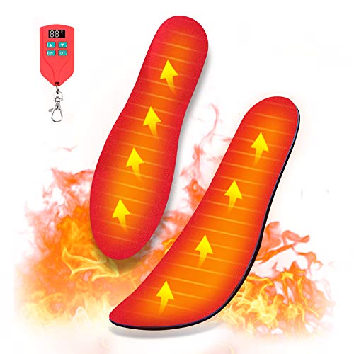 Wodesid Heated Insoles for Women Men Rechargeable Shoe Insoles with Wireless Remote Control Electric Heating Boot Insoles for Hunting USB Shoes Pad Foot Warmer Winter (XL-Women 9-11, Men 8.5-12)