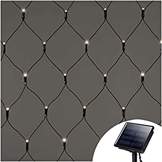 Solar Net Mesh String Lights Outdoor Waterproof 9.8ft x 6.6ft 200 LEDs Tree-wrap Lights,Dark Green Cable,8 Modes Decorative Lights for Party Christmas Wedding Garden Home Patio Lawn - Warm White