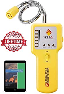 Y201 Propane and Natural Gas Leak Detector; Portable Gas Sniffer to Locate Gas Leaks of Combustible Gases like Methane, LPG, LNG, Fuel, Sewer Gas; w/ Flexible Sensor Neck, Sound & LED Alarm, eBook