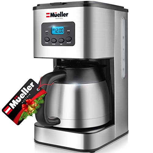 Mueller Austria Ultra Brew Thermal Coffee Maker, 8 cup (34oz) Carafe, Keep Warm, Auto Shut-Off, LCD Display Coffee Machine, Programmable, Delay Brew Function, Stainless Steel