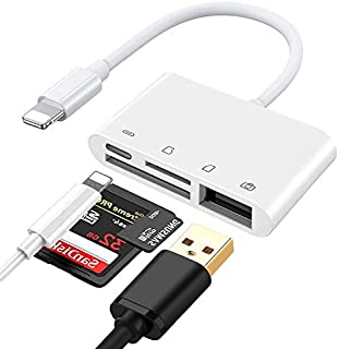 SD Card Reader, 4-in-1 SD/TF Card Adapter USB 3.0 Female OTG Adapter Compatible for iPhone iPad iPod, Trail Game Camera SD Card Reader Plug and Play