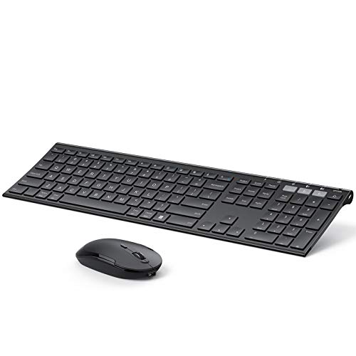 Multi-Device Bluetooth Keyboard and Mouse, Jelly Comb Rechargeable Dual-Mode(Bluetooth 4.0 + USB) Wireless Keyboard and Mouse Combo, for Windows 8 or 10+/ Android 5.0+/ Mac OS 10.10+/ iOS 10.13.4 +