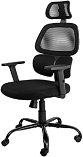 AuAg High-Back Office Chair, Ergonomics Breathable Mesh Chair with Lumbar Support, Home Office Desk Chairs with Adjustable Headrest and Armrests Rolling Executive Chair Computer Chair Gaming Chair