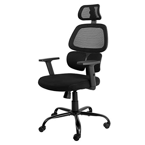 AuAg High-Back Office Chair, Ergonomics Breathable Mesh Chair with Lumbar Support, Home Office Desk Chairs with Adjustable Headrest and Armrests Rolling Executive Chair Computer Chair Gaming Chair