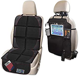 Car Seat Protector and Kick Mat Car Seat Organizer, Whew Waterproof Padding Protector for Baby Convertible Car Seat with Backseat Organizer (Car Seat Protector + Kick Mat)