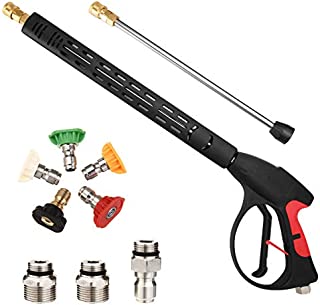 MATCC Pressure Washer Gun 4000PSI High Power Washer Gun with Replacement Extension Wand 1/4'' Quick Connect, M22-14/15 and 3/8'' Fitting Adapters, 5 Pressure Washer Nozzle Tips, 40 Inch