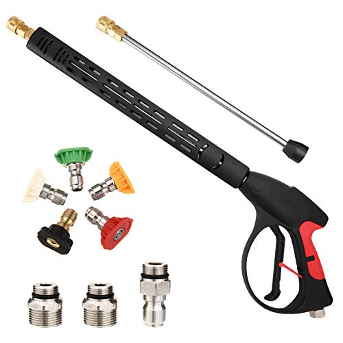 MATCC Pressure Washer Gun 4000PSI High Power Washer Gun with Replacement Extension Wand 1/4'' Quick Connect, M22-14/15 and 3/8'' Fitting Adapters, 5 Pressure Washer Nozzle Tips, 40 Inch