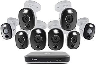 Swann Home Security Camera System, 8 Channel 8 Bullet Cams, 4K Ultra HD DVR, Indoor/Outdoor Wired Surveillance CCTV, Color Night Vision, Motion Sensor Lights, Alexa + Google, 2TB HDD, SWDVK-855808WL